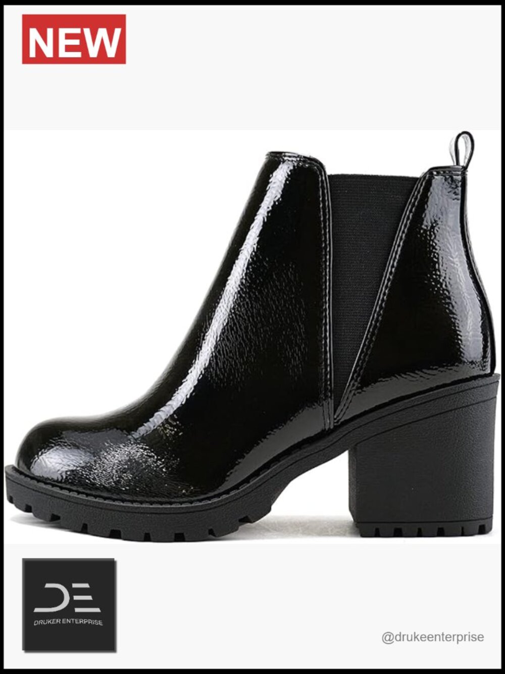 LUG SOLE MID HEEL FASHION ANKLE BOOTIE W/ DOUBLE ELASTIC GORE